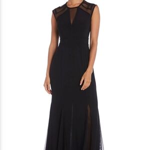 NIGHTWAY SLEEVELESS MESH CUT-OUT MERMAID GOWN